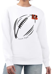 4Her Cincinnati Bengals Womens White Subtle Football Crew Sweatshirt