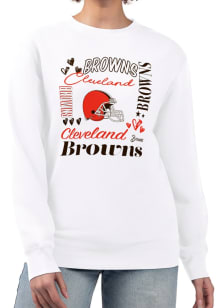 4Her Cleveland Browns Womens White Collage Crew Sweatshirt