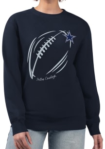 4Her Dallas Cowboys Womens Navy Blue Subtle Football Crew Sweatshirt