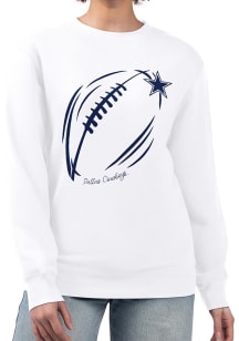 4Her Dallas Cowboys Womens White Subtle Football Crew Sweatshirt