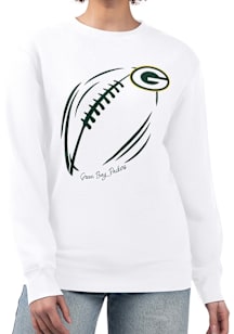 4Her Green Bay Packers Womens White Subtle Football Crew Sweatshirt