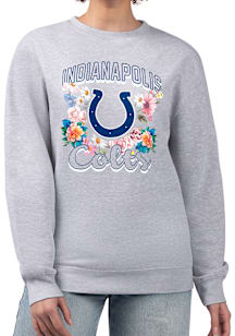 4Her Indianapolis Colts Womens Grey Flowers Crew Sweatshirt