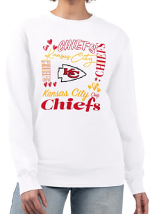 4Her Kansas City Chiefs Womens White Collage Crew Sweatshirt