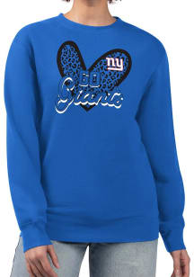 4Her New York Giants Womens Blue Leopard Heart Crew Sweatshirt