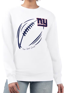 4Her New York Giants Womens White Subtle Football Crew Sweatshirt