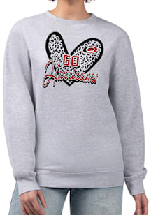 4Her Carolina Hurricanes Womens Grey Leopard Heart Crew Sweatshirt