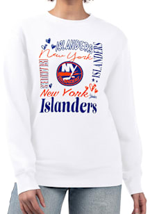 4Her New York Islanders Womens White Collage Crew Sweatshirt