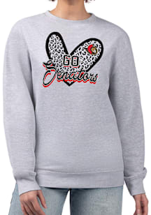 4Her Ottawa Senators Womens Grey Leopard Heart Crew Sweatshirt