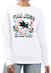 4Her San Jose Sharks Womens White Flowers Crew Sweatshirt