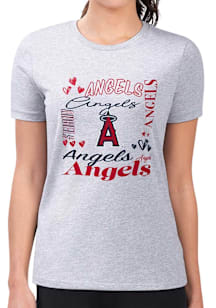 4Her Los Angeles Angels Womens Grey Collage Fitted Short Sleeve T-Shirt