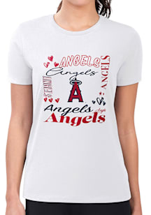 4Her Los Angeles Angels Womens White Collage Fitted Short Sleeve T-Shirt