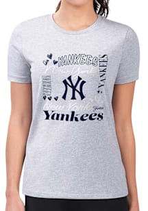 4Her New York Yankees Womens Grey Collage Fitted Short Sleeve T-Shirt