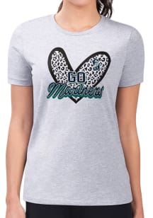 4Her Seattle Mariners Womens Grey Leopard Heart Fitted Short Sleeve T-Shirt