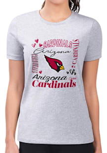 4Her Arizona Cardinals Womens Grey Collage Fitted Short Sleeve T-Shirt