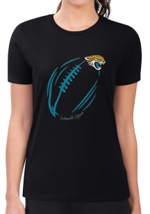 4Her Jacksonville Jaguars Womens Black Subtle Football Fitted Short Sleeve T-Shirt