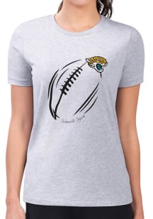 4Her Jacksonville Jaguars Womens Grey Subtle Football Fitted Short Sleeve T-Shirt