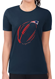 4Her New England Patriots Womens Navy Blue Subtle Football Fitted Short Sleeve T-Shirt