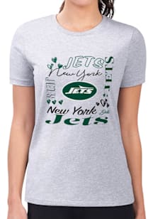 4Her New York Jets Womens Grey Collage Fitted Short Sleeve T-Shirt
