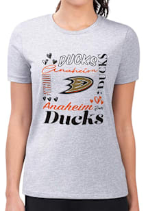 4Her Anaheim Ducks Womens Grey Collage Fitted Short Sleeve T-Shirt