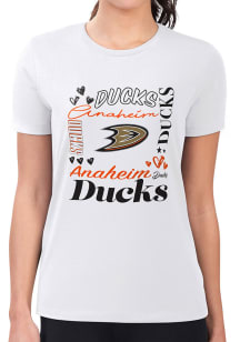4Her Anaheim Ducks Womens White Collage Fitted Short Sleeve T-Shirt
