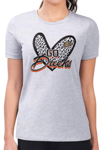 4Her Anaheim Ducks Womens Grey Leopard Heart Fitted Short Sleeve T-Shirt