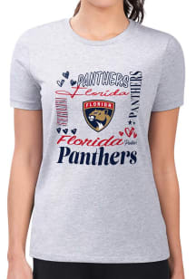 4Her Florida Panthers Womens Grey Collage Fitted Short Sleeve T-Shirt