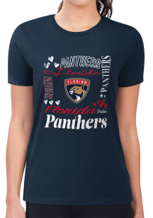 4Her Florida Panthers Womens Navy Blue Collage Fitted Short Sleeve T-Shirt