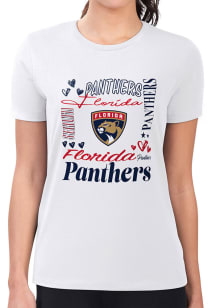 4Her Florida Panthers Womens White Collage Fitted Short Sleeve T-Shirt