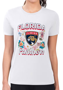 4Her Florida Panthers Womens White Flowers Fitted Short Sleeve T-Shirt