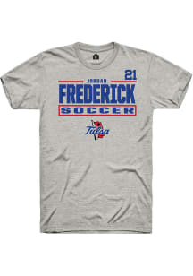 jordan frederick Rally Mens Ash Tulsa Golden Hurricane NIL Stacked Box Player T Shirt