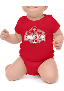 Baby Red Ohio State Buckeyes 2024 National Champions Short Sleeve One Piece