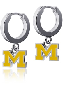 Enamel Huggie Michigan Wolverines Womens Earrings - Yellow