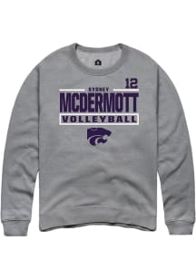 Sydney McDermott Rally Mens Ash K-State Wildcats NIL Stacked Box Player T Shirt