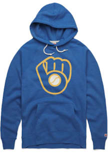 Homage Milwaukee Brewers Mens Navy Blue Throwback Fashion Hood