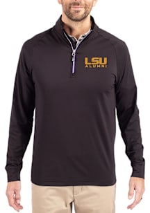 Cutter and Buck LSU Tigers Mens Purple Alumni Adapt Eco Knit Long Sleeve Qtr Zip Pullover