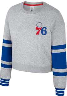 Philadelphia 76ers Womens Grey Scrimmage Crop Crew Sweatshirt
