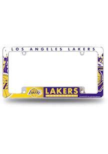 Los Angeles Lakers Primary All Over Chrome License Plate Frame - White