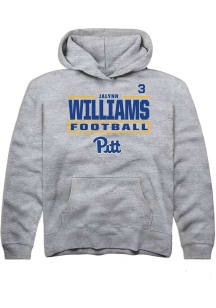 Jalynn Williams Rally Youth Grey Pitt Panthers NIL Stacked Box Long Sleeve Player Hoodie
