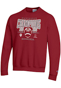 Champion Indiana Hoosiers Mens Crimson 2025 College Football Champions Powerblend Long Sleeve Crew..