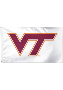 Virginia Tech Hokies White Logo Silk Screen Grommet Flag - White