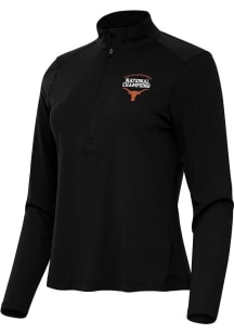 Antigua Texas Longhorns Womens Black 2025 Womens CWS Champs Tribute Qtr Zip Pullover