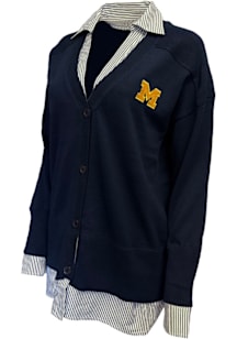 Michigan Wolverines Womens Blue Aberton Long Sleeve Cardigan