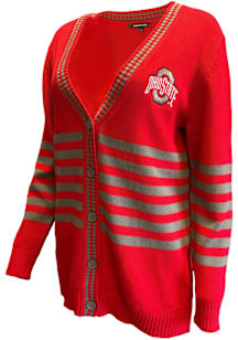 Ohio State Buckeyes Womens Red Sassafras Long Sleeve Cardigan