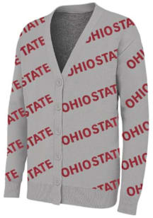 Ohio State Buckeyes Womens Grey Fir Long Sleeve Cardigan