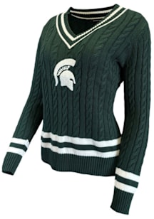 Womens White Michigan State Spartans Cypress Long Sleeve Sweater