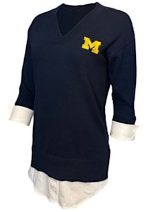 Michigan Wolverines Womens Blue Redwood Long Sleeve Sweater