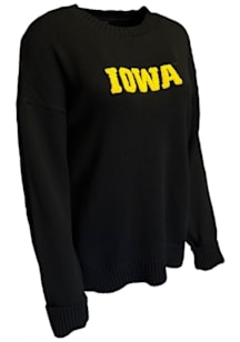 Womens Black Iowa Hawkeyes Jennifer Long Sleeve Sweater