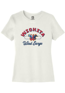 Summit Sportswear Wichita Wind Surge Womens White Vintage Arch Script Short Sleeve T-Shirt