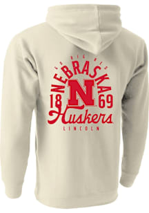 Nebraska Cornhuskers Mens Oatmeal Mascot Overlay Long Sleeve Hoodie