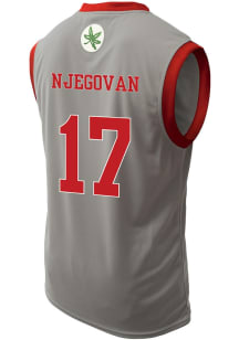 Ivan Njegovan Mens Grey Ohio State Buckeyes NIL Basketball Jersey